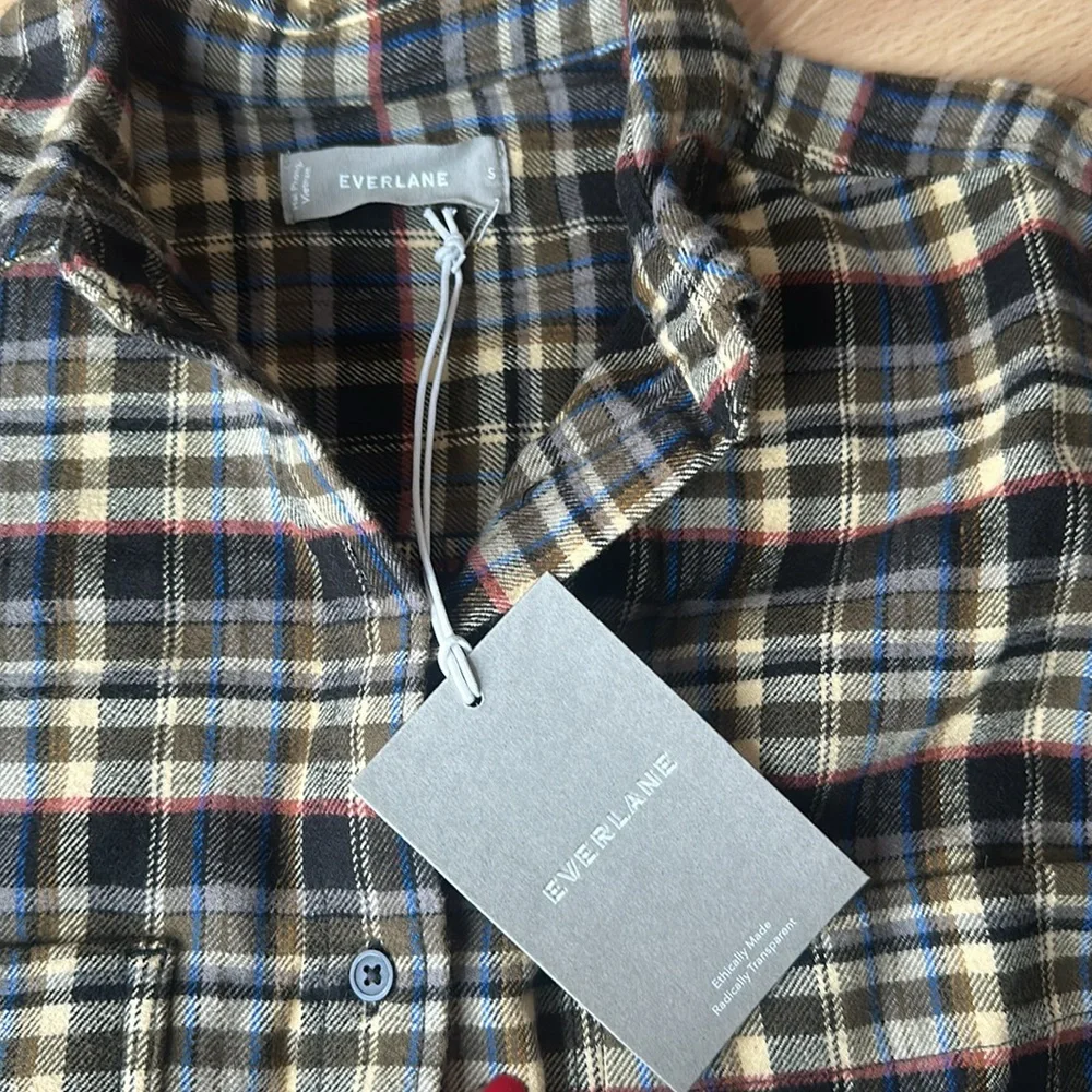 Everlane Flannel boxy shirt NWT smalll - Picture 5 of 6